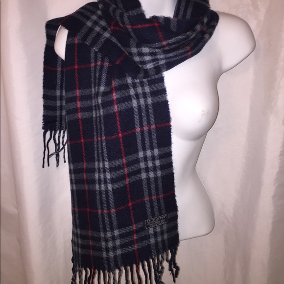 BURBERRY navy & red nova check LAMBSWOOL scarf - Picture 4 of 13